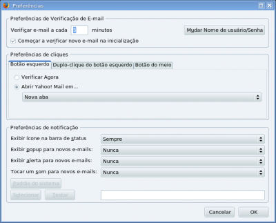 Verificando se há mensagens em sua caixa postal Yahoo